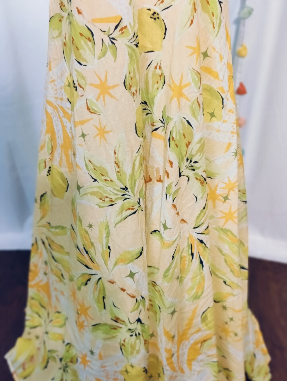 Haute Hippie full sweep Cotton Maxi Dress fruit & fauna V front /back  Chic S - Picture 3 of 8